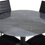 Estelle kulatý jídelní stůl ø106 H75 - černá / černá + štíhlá jídelní židle s vysokým opěradlem - černé nohy - černá PU_4