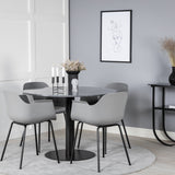 Estelle kulatý jídelní stůl ø106 H75 - černá / černá + pohodlná plastová jídelní židle - černé nohy - šedý plast_4