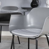 Estelle kulatý jídelní stůl ø106 H75 - černá / černá + pohodlná plastová jídelní židle - černé nohy - šedý plast_4