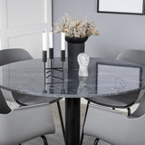 Estelle kulatý jídelní stůl ø106 H75 - černá / černá + pohodlná plastová jídelní židle - černé nohy - šedý plast_4