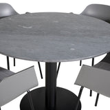 Estelle kulatý jídelní stůl ø106 H75 - černá / černá + pohodlná plastová jídelní židle - černé nohy - šedý plast_4