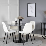 Kulatý jídelní stůl Estelle ø106 H75 - Černá / Černá + Polar Fluff Jídelní židle - Černé nohy - White Teddy _4