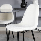 Kulatý jídelní stůl Estelle ø106 H75 - Černá / Černá + Polar Fluff Jídelní židle - Černé nohy - White Teddy _4