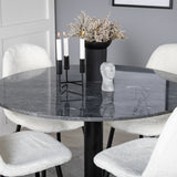 Kulatý jídelní stůl Estelle ø106 H75 - Černá / Černá + Polar Fluff Jídelní židle - Černé nohy - White Teddy _4