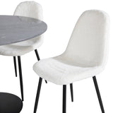 Kulatý jídelní stůl Estelle ø106 H75 - Černá / Černá + Polar Fluff Jídelní židle - Černé nohy - White Teddy _4