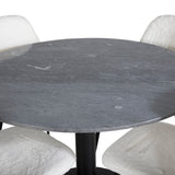 Kulatý jídelní stůl Estelle ø106 H75 - Černá / Černá + Polar Fluff Jídelní židle - Černé nohy - White Teddy _4