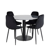 Kulatý jídelní stůl Estelle ø106 H75 - Černá / Černá + Polar Diamond Jídelní židle - Černé nohy - Black Velvet_4