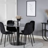 Kulatý jídelní stůl Estelle ø106 H75 - Černá / Černá + Polar Diamond Jídelní židle - Černé nohy - Black Velvet_4