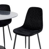 Kulatý jídelní stůl Estelle ø106 H75 - Černá / Černá + Polar Diamond Jídelní židle - Černé nohy - Black Velvet_4