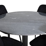 Kulatý jídelní stůl Estelle ø106 H75 - Černá / Černá + Polar Diamond Jídelní židle - Černé nohy - Black Velvet_4