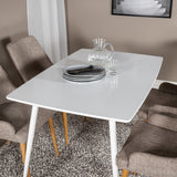 Polar Jídelní stůl 120 cm - Bílá Bílá +Plaza - Jídelní židle - Dub/Světle šedá _4