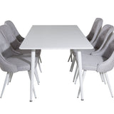 Jídelní stůl Polar 180 cm - Bílá deska / Bílé nohy+Velvet Deluxe Jídelní židle -