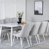 Jídelní stůl Polar 180 cm - Bílá deska / Bílé nohy+Velvet Deluxe Jídelní židle -