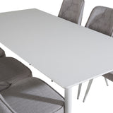 Jídelní stůl Polar 180 cm - Bílá deska / Bílé nohy+Velvet Deluxe Jídelní židle -