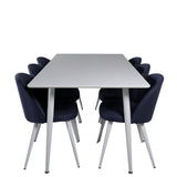 Jídelní stůl Polar 180 cm - bílá deska / bílé nohy + sametová jídelní židle - bílá