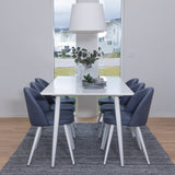 Jídelní stůl Polar 180 cm - bílá deska / bílé nohy + sametová jídelní židle - bílá