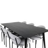 Jídelní stůl Dipp - 180*90cm - Černá dýha / celé černé nohy + Jídelní stůl Vault