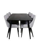 Dipp Jídelní stůl - 180*90cm - Černá dýha / celé černé nohy +Plaza Jídelní cha