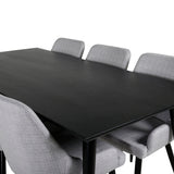 Dipp Jídelní stůl - 180*90cm - Černá dýha / celé černé nohy +Plaza Jídelní cha