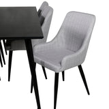 Dipp Jídelní stůl - 180*90cm - Černá dýha / celé černé nohy +Plaza Jídelní cha