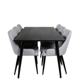Dipp Jídelní stůl - 180*90cm - Černá dýha / celé černé nohy +Plaza Jídelní cha