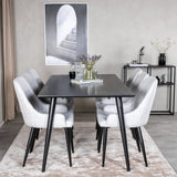 Dipp Jídelní stůl - 180*90cm - Černá dýha / celé černé nohy +Plaza Jídelní cha