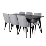 Dipp Jídelní stůl - 180*90cm - Černá dýha / celé černé nohy +Plaza Jídelní cha