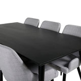 Dipp Jídelní stůl - 180*90cm - Černá dýha / celé černé nohy +Plaza Jídelní cha