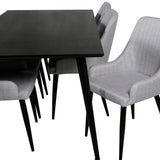 Dipp Jídelní stůl - 180*90cm - Černá dýha / celé černé nohy +Plaza Jídelní cha