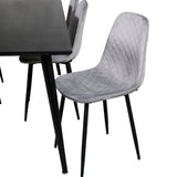 Jídelní stůl Dipp - 180*90cm - Černá dýha / celé černé nohy - Jídelní židle Polar Diamond - Černé nohy - Grey Velvet 6
