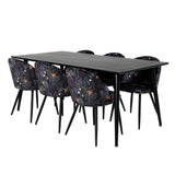 Dipp Jídelní stůl - 180*90cm - Černá dýha / celé černé nohy + Velvet Jídelní Ch