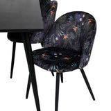 Dipp Jídelní stůl - 180*90cm - Černá dýha / celé černé nohy + Velvet Jídelní Ch