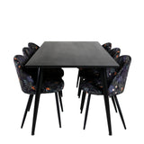 Dipp Jídelní stůl - 180*90cm - Černá dýha / celé černé nohy + Velvet Jídelní Ch