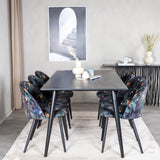 Dipp Jídelní stůl - 180*90cm - Černá dýha / celé černé nohy + Velvet Jídelní Ch