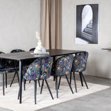 Dipp Jídelní stůl - 180*90cm - Černá dýha / celé černé nohy + Velvet Jídelní Ch