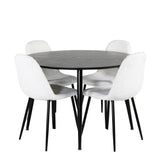 Dipp jídelní stůl - 115 cm - Černá dýha / celé černé nohy + Polar Fluff Dining C