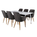 Polar Jídelní stůl 180 cm - Bílá deska / Bílé nohy +Comfort - Jídelní židle - Dub/tmavě šedá _6