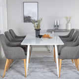 Polar Jídelní stůl 180 cm - Bílá deska / Bílé nohy +Comfort - Jídelní židle - Dub/tmavě šedá _6