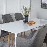 Polar Jídelní stůl 180 cm - Bílá deska / Bílé nohy +Comfort - Jídelní židle - Dub/tmavě šedá _6