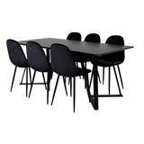 Jídelní stůl Marina - černá deska / černé nohy + jídelní židle Polar - černé nohy /