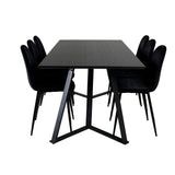 Jídelní stůl Marina - černá deska / černé nohy + jídelní židle Polar - černé nohy /