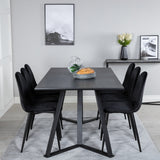 Jídelní stůl Marina - černá deska / černé nohy + jídelní židle Polar - černé nohy /