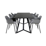 Jídelní stůl Marina - černá deska / černé nohy - pohodlná plastová jídelní židle - černé nohy - šedý plast 6