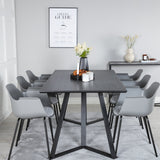 Jídelní stůl Marina - černá deska / černé nohy - pohodlná plastová jídelní židle - černé nohy - šedý plast 6