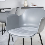 Jídelní stůl Marina - černá deska / černé nohy - pohodlná plastová jídelní židle - černé nohy - šedý plast 6