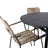 Jídelní stůl Alma - Black Alu - ø120cm+Lindos - Křeslo - Black Alu / Latte Rope_4