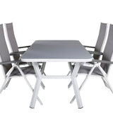 Jídelní stůl Virya - Bílá Alu / Šedé sklo - malý stolek+Albany Light 5-postel bílý alu / Šedá Textilene_4