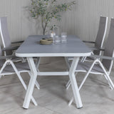 Jídelní stůl Virya - Bílá Alu / Šedé sklo - malý stolek+Albany Light 5-postel bílý alu / Šedá Textilene_4