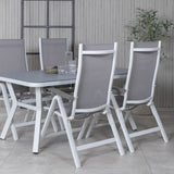 Jídelní stůl Virya - Bílá Alu / Šedé sklo - malý stolek+Albany Light 5-postel bílý alu / Šedá Textilene_4