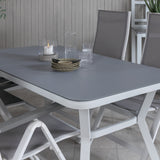 Jídelní stůl Virya - Bílá Alu / Šedé sklo - malý stolek+Albany Light 5-postel bílý alu / Šedá Textilene_4